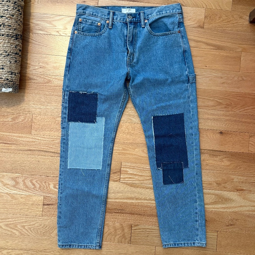 Levis altered patch work light denim jeans